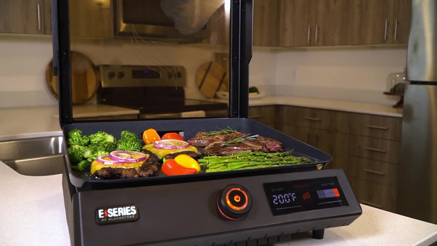 2025 Blackstone E-Series 17" Electric Tabletop Griddle with Hood, Black