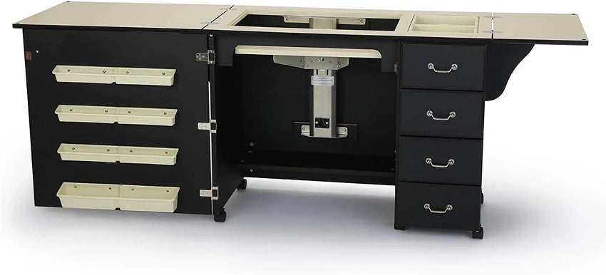 2025 353 Norma Jean Sewing Cabinet for Sturdy Sewing, Cutting, Quilting, and Crafting with Storage and Airlift, Black Finish