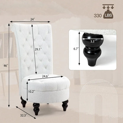 AVAWING Set of 2 Throne Royal Chair Thick Padding and Rubberwood Legs