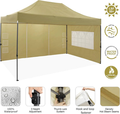 COBIZI 10x20 Heavy Duty Pop up Canopy Tent with 6 sidewalls Easy Up Commercial Outdoor Canopy Wedding Party Tents for Parties All Season Wind & Waterproof Gazebo with Roller Bag,Black(Frame Thickened)