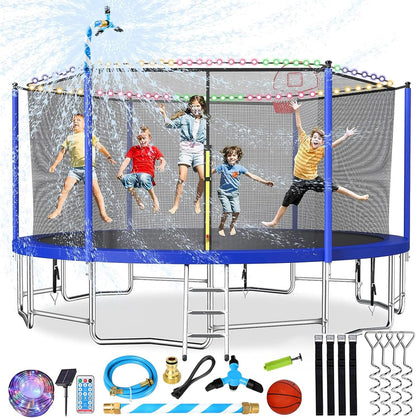 Upgraded 16Ft Trampoline with Basketball Hoop & Net