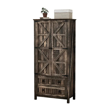 64 Farmhouse Tall Kitchen Pantry Storage Cabinet with 2 Drawers & Doors