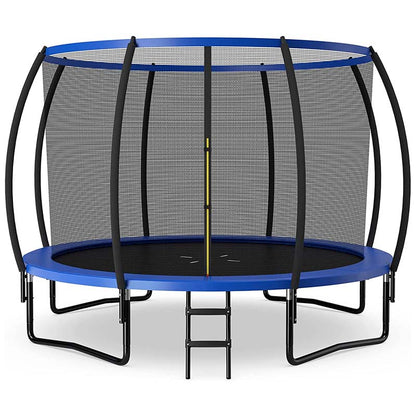 8/10/12FT ASTM Approved Outdoor Large Recreational Trampoline with Ladder & Enclosure Net Safety Pad