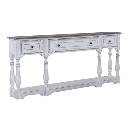 Magnolia Manor Antique White & Weathered Bark 72 Inch Hall Console Table
