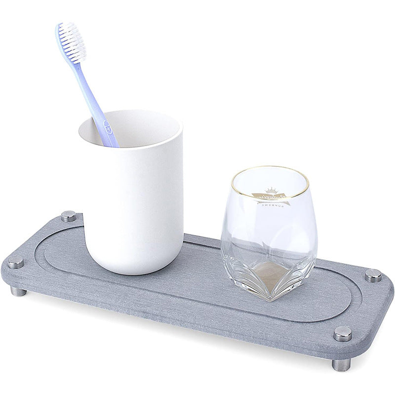 Vtlan™ InstaDry Diatomite Stone Sink Tray - Fast-Drying Countertop Organizer with Stainless Steel Legs