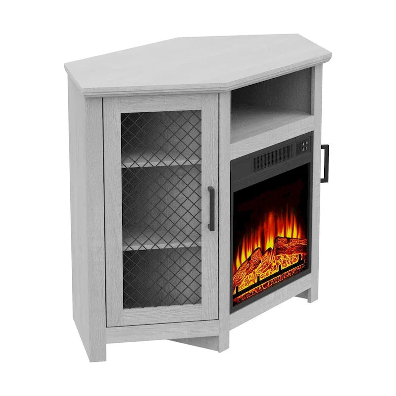 45 Industrial Corner Electric Fireplace TV Stands Console Table with 17 Electric Fireplace