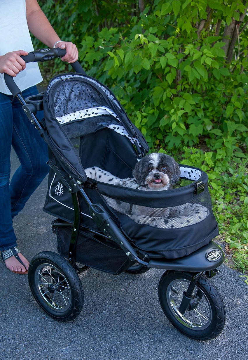 2025 No-Zip NV Pet Stroller for Cats/Dogs, Zipperless Entry, Easy One-Hand Fold, Gel-Filled Tires, Plush Pad + Weather Cover Included, 3 colors