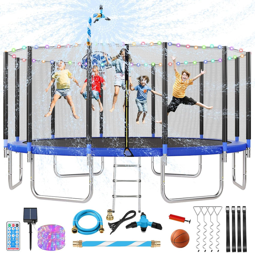Upgraded 16Ft Trampoline with Basketball Hoop & Net