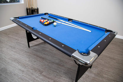 2025 Hathaway Fairmont 6 Ft Portable Pool Table, Adults Folding Billiards Tables for Game Room with Easy Foldable Storage, Includes Full Set of Billiard Balls, Cues, Chalk & Brush