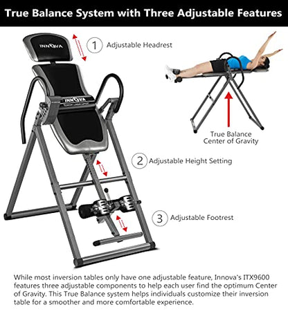 2025 HEALTH AND FITNESS ITX9600 Heavy Duty Inversion Table, Standard Ankle Holding System