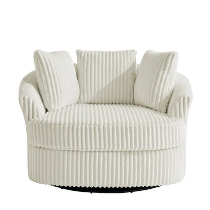 2 Set Oversized 43 W Plush Corduroy Swivel Barrel Chair with Pillows