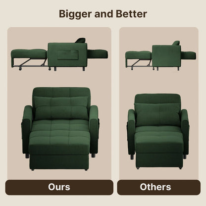3-in-1 Adjustable Sleeper Sofa Bed, Pull Out Chair Sofa, Convertible Folding Bed for Living Room