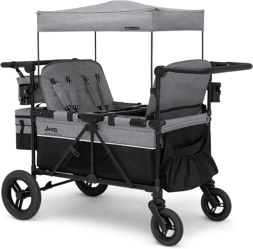 Jeep Wrangler Deluxe 4 Seater Stroller Wagon by Delta Children Premium Quad Stroller Wagon