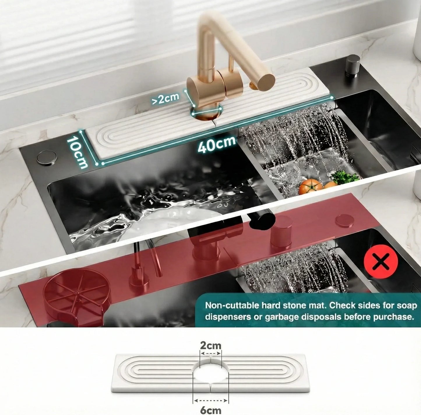 Vtlan™ InstaDry Diatomite Faucet Stone Mat - Ultra-Absorbent 2-Piece Sink Drying Pad