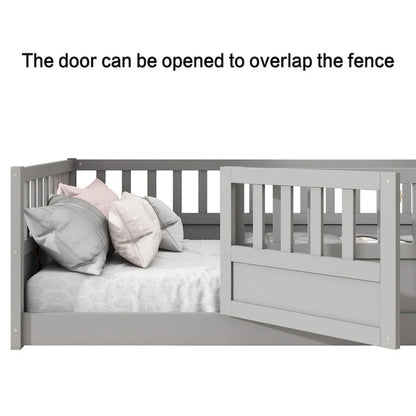 Montessori wooden children's floor bed with Support slat