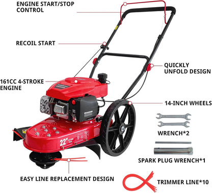 Gas Walk Behind String Trimmer 22-Inch with High Wheels (DB6222)