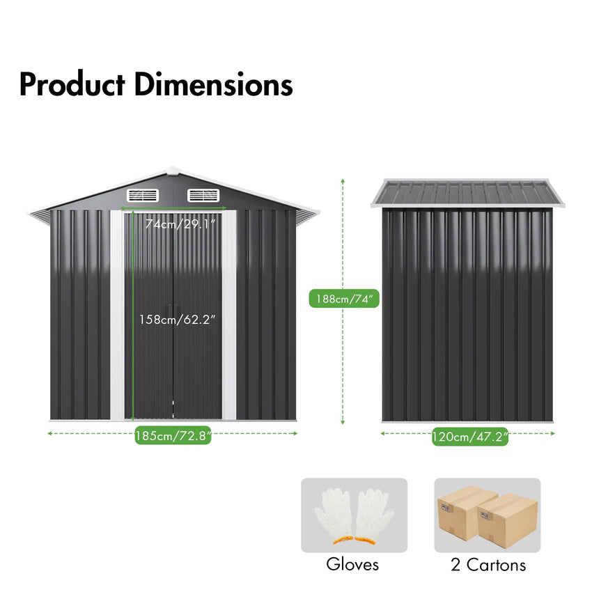 Garden Shed Outdoor Storage Shed 131x195x186cm