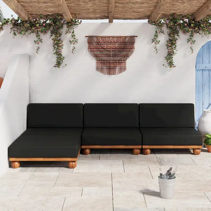 Scott Living Dulcie 4 Piece Outdoor Acacia Wood L Shape Setional Sofa with Removable Cushions