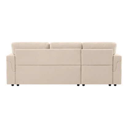 Reversible Sectional Sofa with Pull-Out Sleeper Bed, Hidden Storage Chaise, Durable Legs,