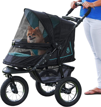 2025 No-Zip NV Pet Stroller for Cats/Dogs, Zipperless Entry, Easy One-Hand Fold, Gel-Filled Tires, Plush Pad + Weather Cover Included, 3 colors