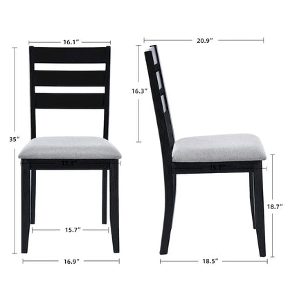 5-Piece Solid Wood 47L Dining Table Sets (1 Table+ 4 Slat Back Chairs)