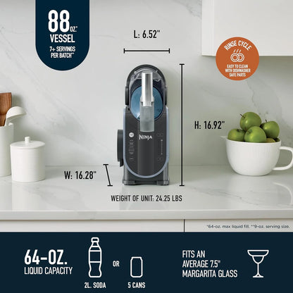 SLUSHi with RapidChill Technology, 88 oz. Frozen Drink & Slushie Machine, 5 Preset Programs, Margaritas, Frappés, and More, Premium Accents, Black, FS301