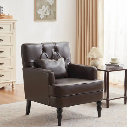 Set of 2 Arm Chair Upholstered Button Tufted Accent Chair with Lumbar Pillow Beige/ Grey/ Light Blue