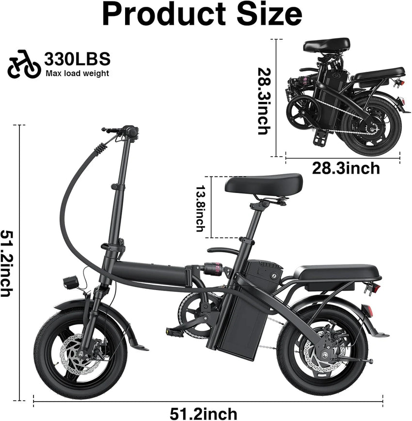 Electric Bike for Adults Teens Folding E-Bike Commuter City Foldable ebike Motor 48V 24MPH