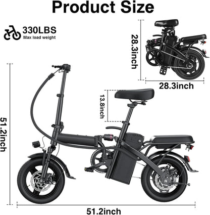 Electric Bike for Adults Teens Folding E-Bike Commuter City Foldable ebike Motor 48V 24MPH