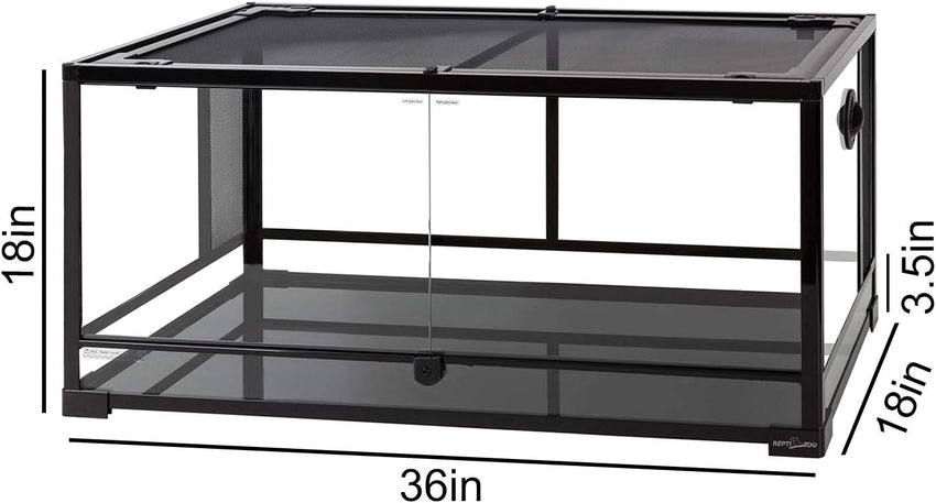 50 Gallon Reptile Glass Terrarium Tank Double Hinge Door with Screen Ventilation Large Reptile Terrarium 36" x 18" x 18"(Knock-Down)