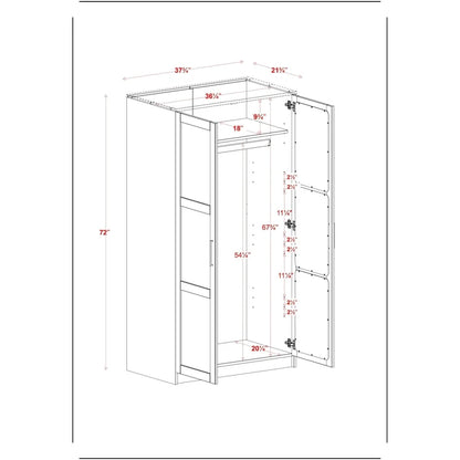 Palace Imports 100% Solid Wood 2-Door Urban Wardrobe Armoire with Solid and Mirrored Doors