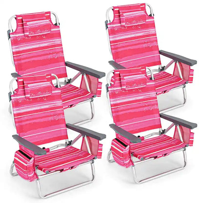 Costway 4-Pack Folding Backpack Beach Chair 5-Position Outdoor - See Details
