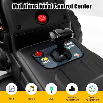 Kids Ride on Tractor w/Trailer 12V Battery Powered Electric Riding Toy Car Vehicle with 3-Gear-Shift Ground Loader