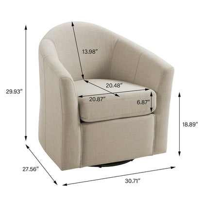 Set of 2 Modern Upholstered Swivel Barrel Chair Living Room Accent Chair