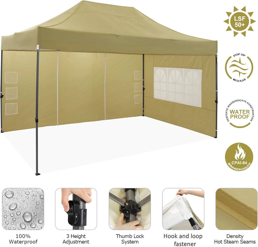COBIZI 10x20 Heavy Duty Pop up Canopy Tent with 6 sidewalls Easy Up Commercial Outdoor Canopy Wedding Party Tents for Parties All Season Wind & Waterproof Gazebo with Roller Bag,Black(Frame Thickened)