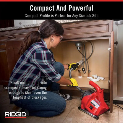 RIDGID PowerClear 120-Volt Drain Cleaning Snake Auger Machine for Heavy Duty Pipe Cleaning for Tubs, Showers, and Sinks 55808