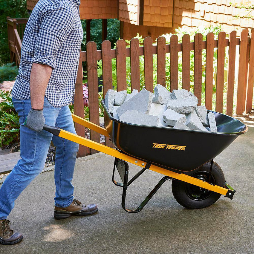 2025 True Temper R6STFFEC 6 cu. ft. Barrow in a Box Steel Wheelbarrow with Never Flat Tire and Steel Handles