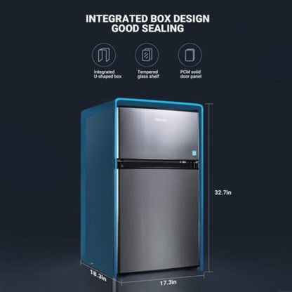 Compact 2-Door Mini Fridge with Freezer, 3.1 Cu.Ft, LED Light, Energy Efficient, Adjustable Temperature