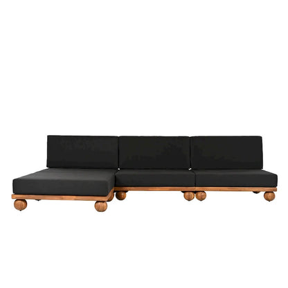 Scott Living Dulcie 4 Piece Outdoor Acacia Wood L Shape Setional Sofa with Removable Cushions