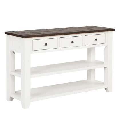 Wood Console Table with 3 Storage Drawers and 2 Shelves