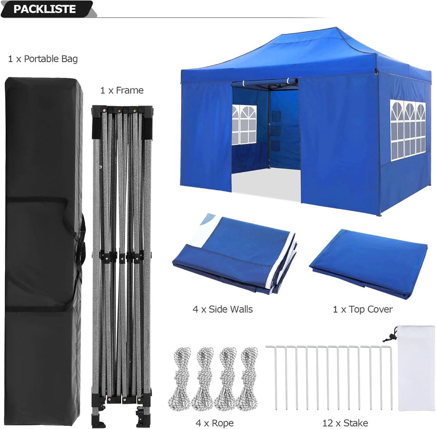 COBIZI 10x20 Heavy Duty Pop up Canopy Tent with 6 sidewalls Easy Up Commercial Outdoor Canopy Wedding Party Tents for Parties All Season Wind & Waterproof Gazebo with Roller Bag,Black(Frame Thickened)