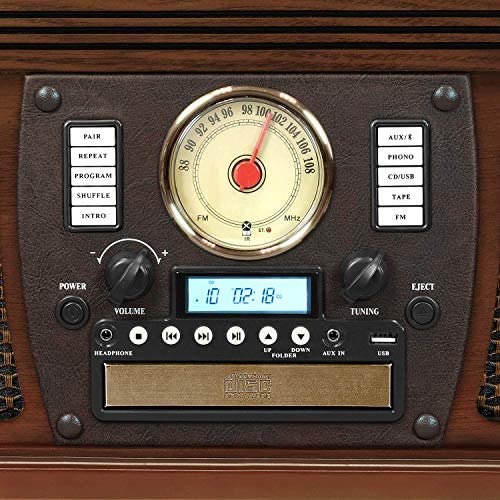 Victrola 8-in-1 Bluetooth Record Player & Multimedia Center, Built-in Stereo Speakers – Turntable, Wireless Music Streaming