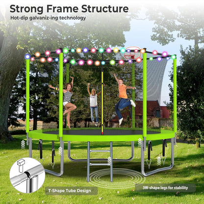 Upgraded 16Ft Trampoline with Basketball Hoop & Net