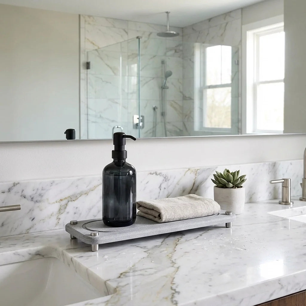 Vtlan™ InstaDry Diatomite Stone Sink Tray - Fast-Drying Countertop Organizer with Stainless Steel Legs