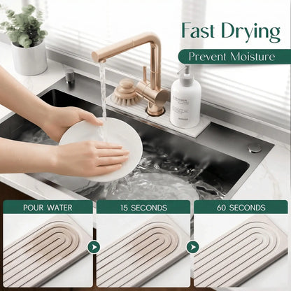 Vtlan™ InstaDry Diatomite Faucet Stone Mat - Ultra-Absorbent 2-Piece Sink Drying Pad