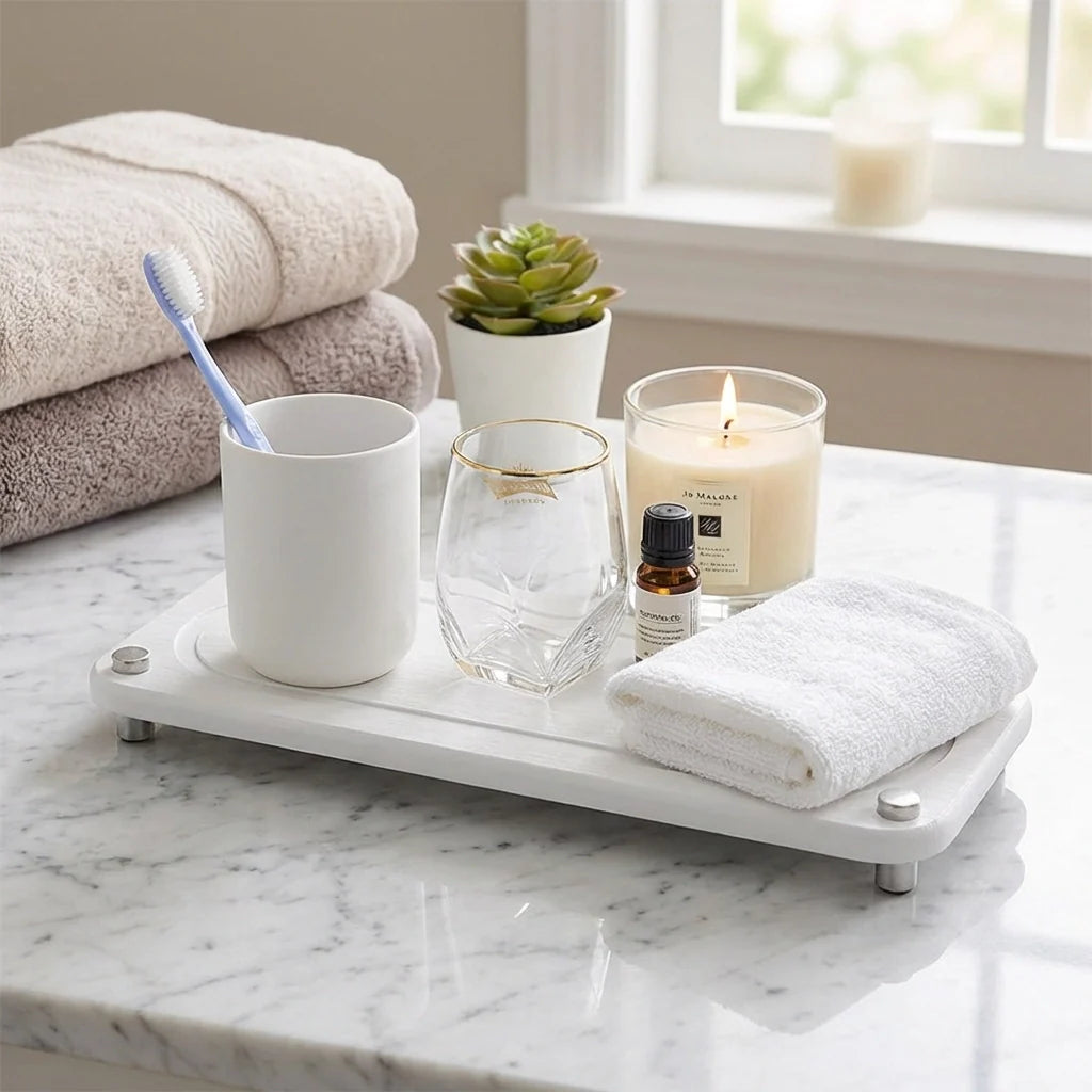 Vtlan™ InstaDry Diatomite Stone Sink Tray - Fast-Drying Countertop Organizer with Stainless Steel Legs