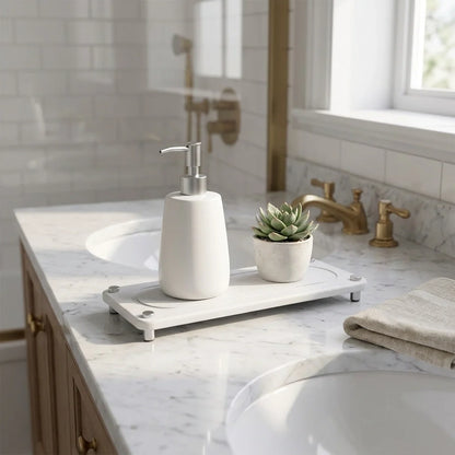 Vtlan™ InstaDry Diatomite Stone Sink Tray - Fast-Drying Countertop Organizer with Stainless Steel Legs