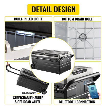 BENTISM 100Qt Portable Car Freezer 95L Refrigerator 12/24V Camping Fridge Freezer