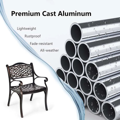 2/4Pcs All-Weather Cast Aluminum Chairs with Armrests & Curved Seats, Outdoor Dining Chairs Patio Bistro Armchairs