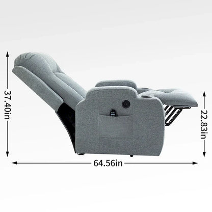 Lazy Boy Power Lift Recliner Chair, Modern Single Motor Massage Sofa Chair with Lumbar Heating, USB Charging Port, Cup Holders